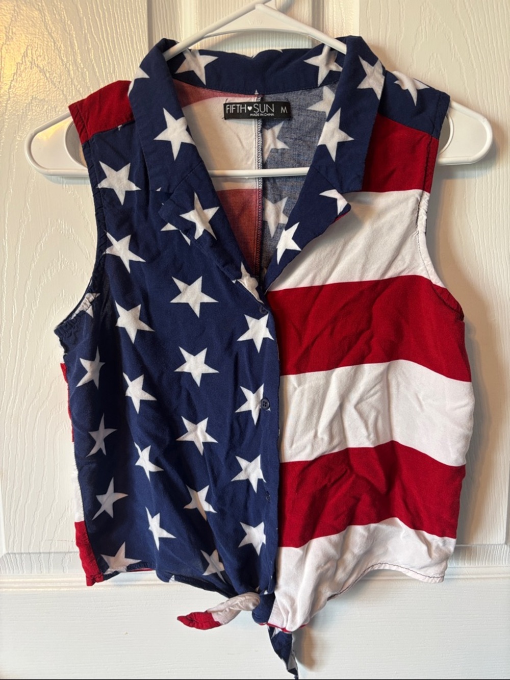 Fifth Sun Red, White & Blue Star Stripe Tie-Front Camisole